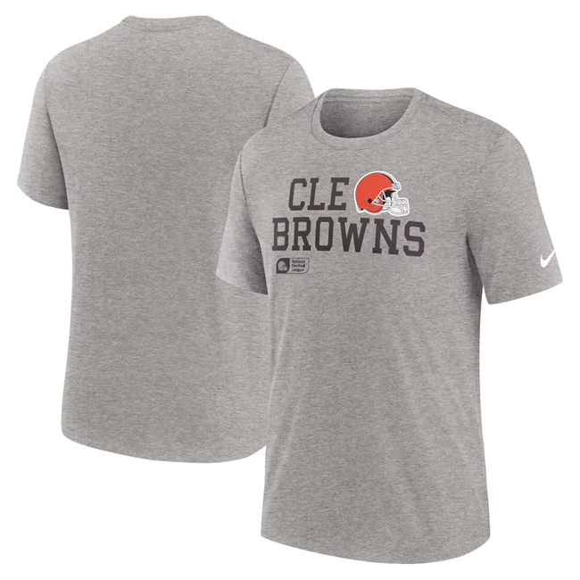 Men's Cleveland Browns Grey Overlap Lockup Tri-Blend T-Shirt